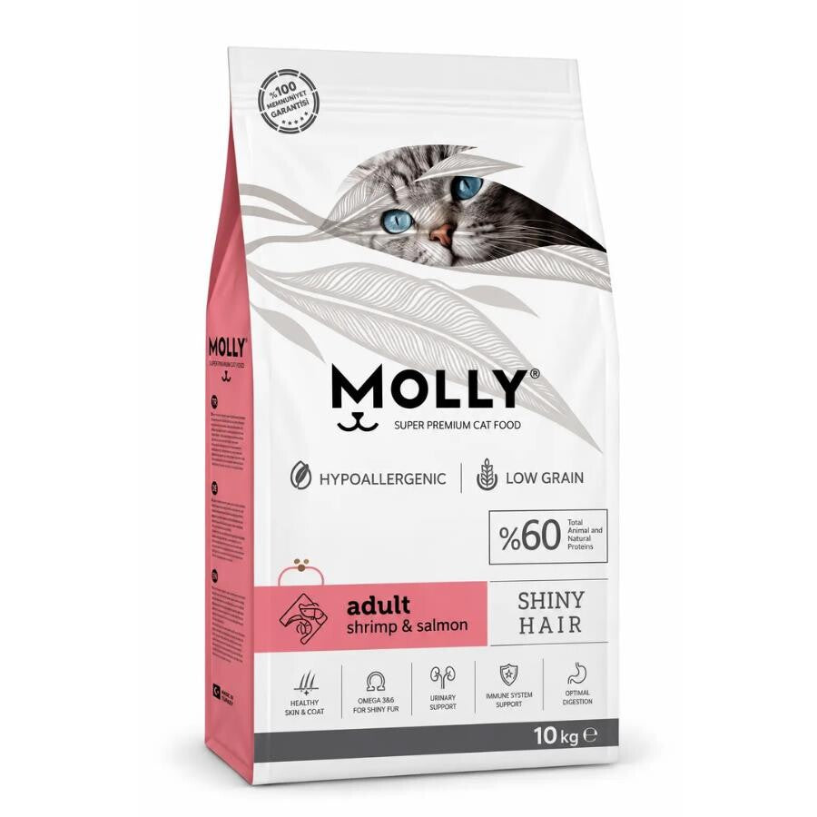 Molly Düşük Tahıllı Hypoallergenic Karidesli Ve Somonlu Yetişkin Kedi Maması 10 KG | SRC: Barcode: 8680542874387